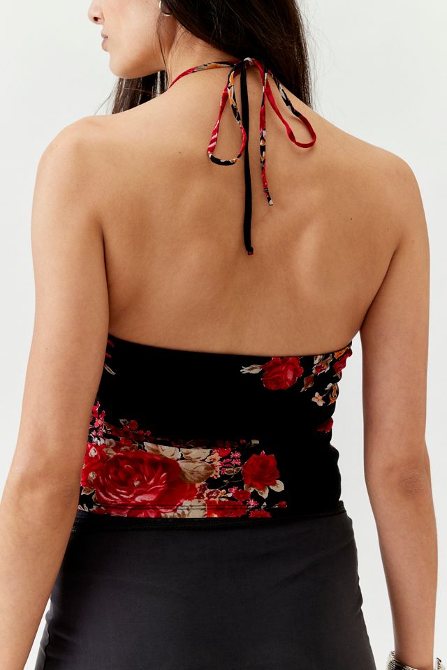 Urban Renewal Remnants Floral Mesh Cropped Halter Top #2