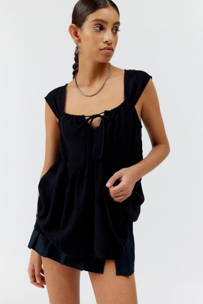 Urban Renewal Remnants Slub Linen Cap Sleeve Blouse