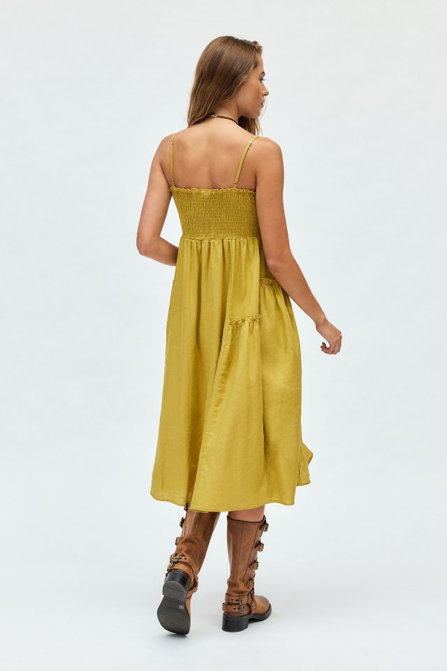Urban Renewal EcoVero™️ Linen Asymmetrical Smocked Midi Dress #3