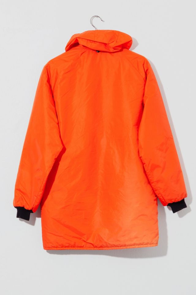 Vintage 1970s Distressed Orange Blue Nylon Lined Rain Coat #1
