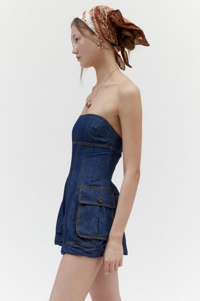 BDG Rylee Strapless Denim Romper