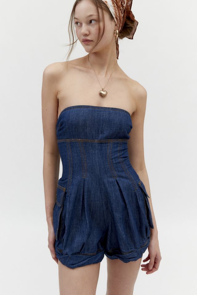 Barboteuse en Denim sans Bretelles Rylee BDG #4