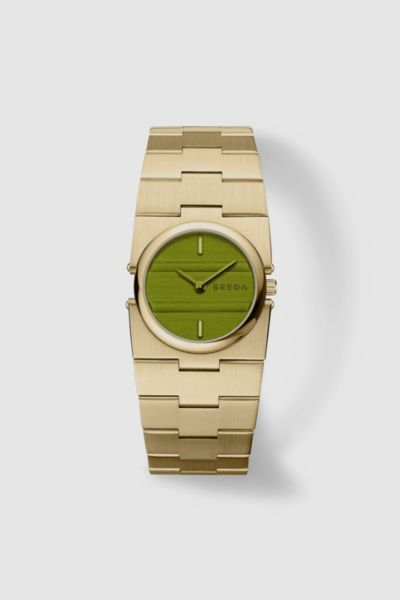 Shop Breda Sync Quartz Bracelet Watch In Gold And Green At Urban Outfitters