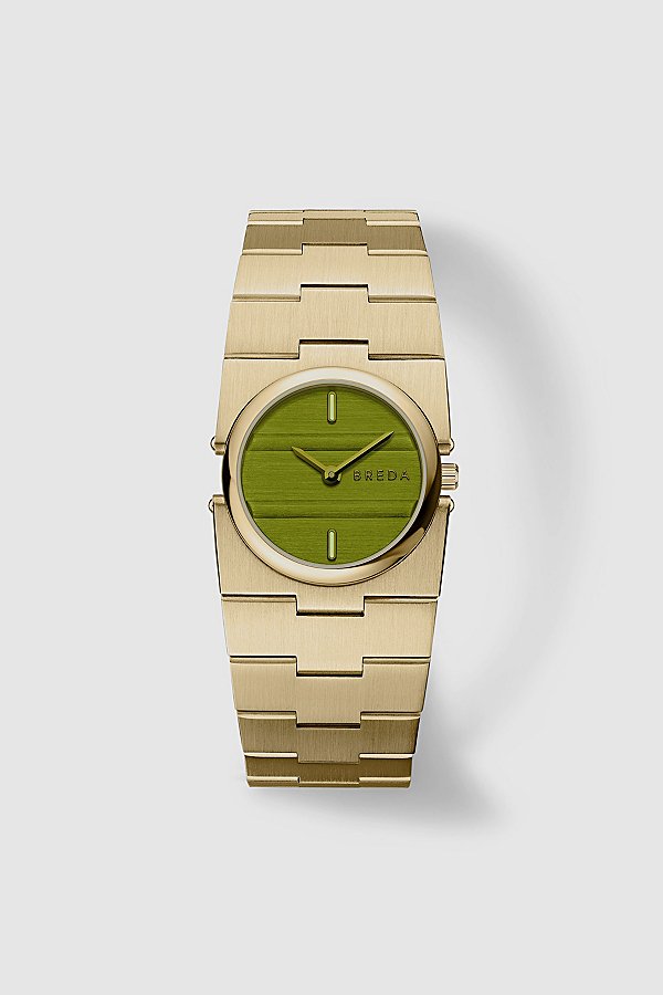 BREDA SYNC QUARTZ BRACELET WATCH IN GOLD AND GREEN AT URBAN OUTFITTERS