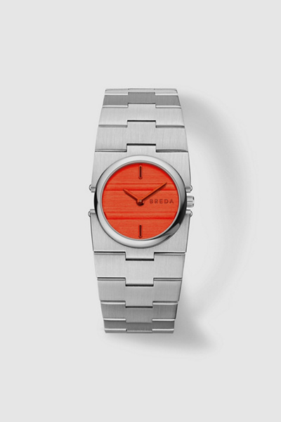 Breda Sync Quartz Bracelet Watch In Silver And Metal At Urban Outfitters In Silver And Red