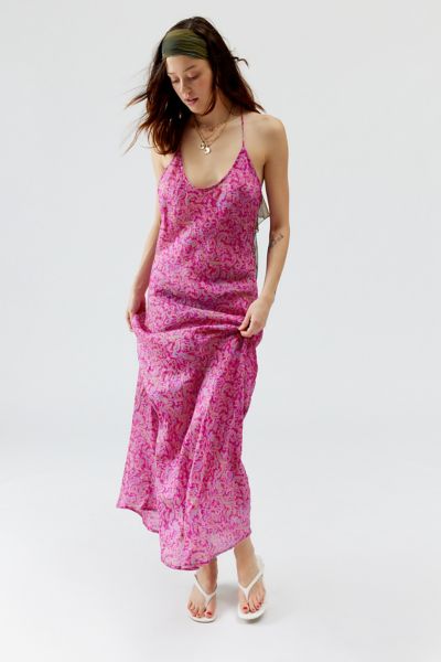 Urban Renewal Remade Sari Maxi Slip Dress In Assorted, Women's At Urban Outfitters In Pink