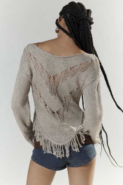 Silence + Noise Taylor Fringe Tunic Sweater