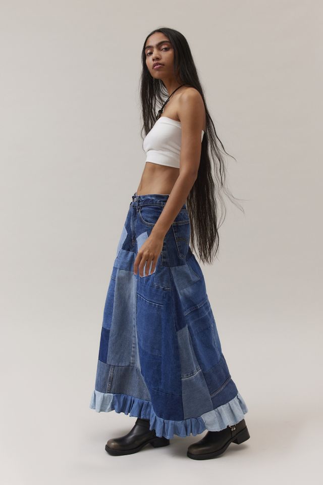 Urban Renewal Remade Denim Patchwork Maxi Skirt Urban Outfitters Canada 8751