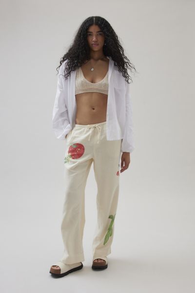 Shop Bdg Joey Linen Pant In Neutral, Women's At Urban Outfitters