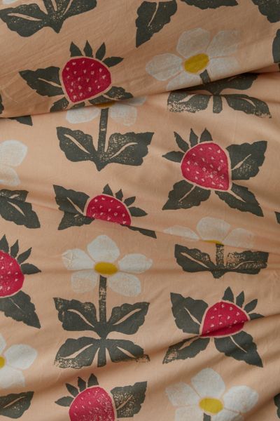 Strawberry Stamp Breezy Cotton Percale Duvet Cover