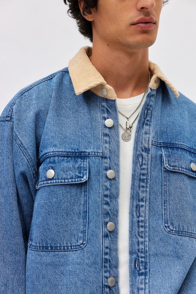 Veste en Jean OBEY Idris avec Col en Velours Côtelé #3