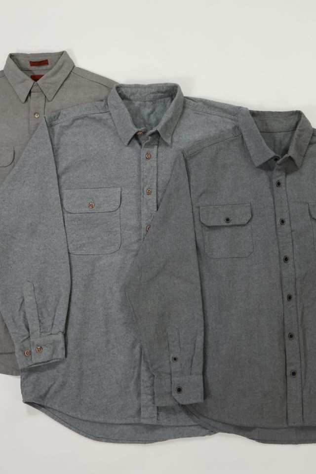 Vintage Solid Flannel Button-Down Shirt #1