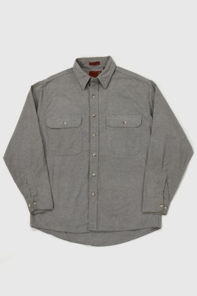 Vintage Solid Flannel Button-Down Shirt