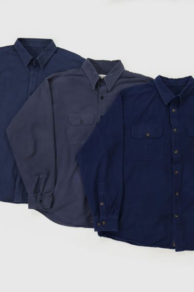 Vintage Solid Flannel Button-Down Shirt