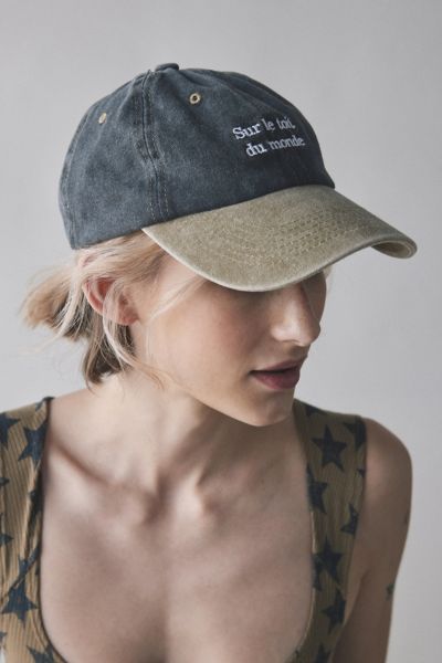 Shop Urban Outfitters Sur Le Toit Monde Dad Baseball Hat In Washed Black, Women's At