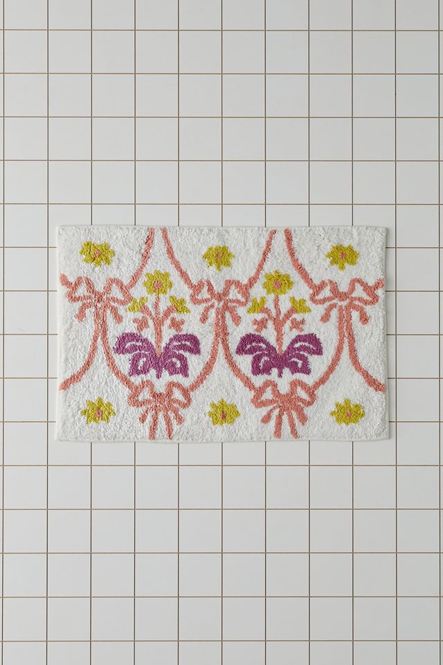 Bow Damask Bath Mat #1