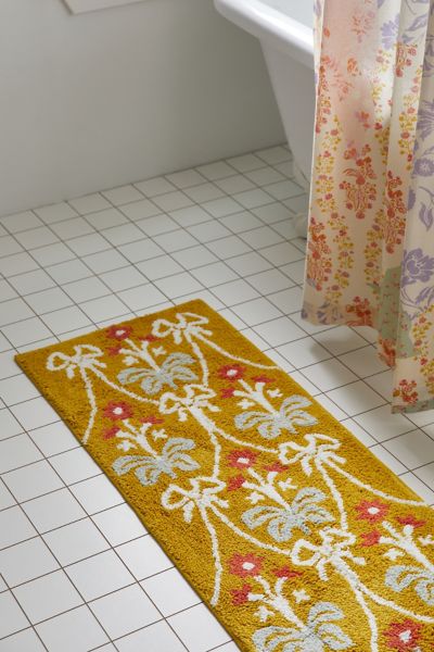Urban Outfitters Bow Damask Bath Mat In Gold At  In Brown