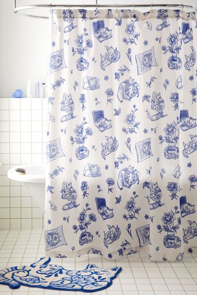 Delft Cat Shower Curtain