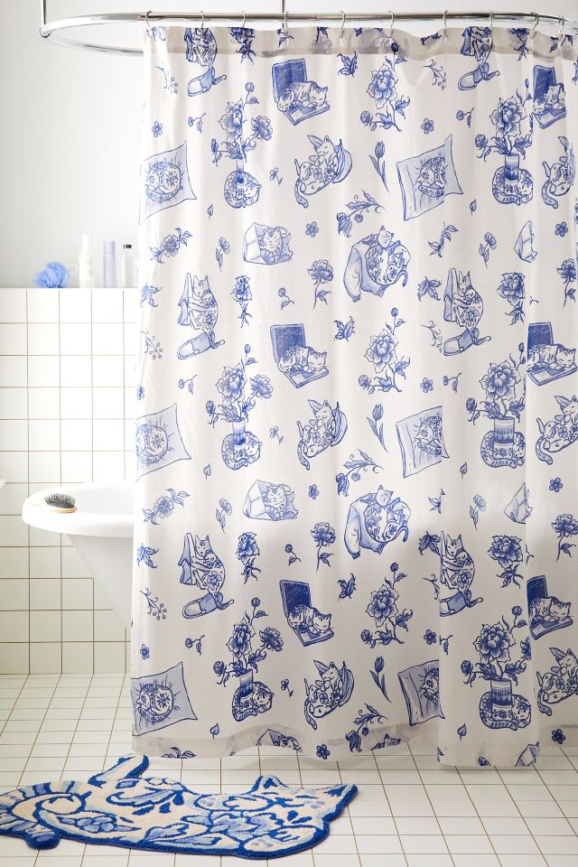 Delft Cat Shower Curtain | Urban Outfitters