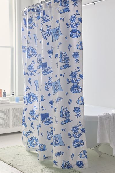 Delft Cat Shower Curtain