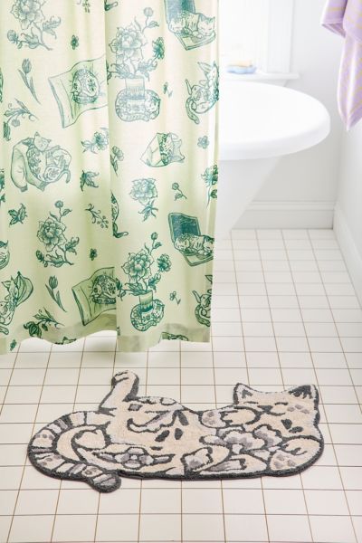 Urban Outfitters Delft Cat Shaped Tufted Bath Mat In Neutral At  In Neutral
