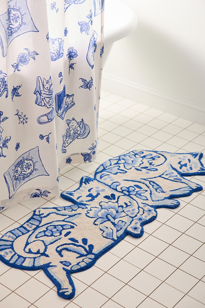 Delft Cat Shaped Tufted Bath Mat - Thumbnail 3