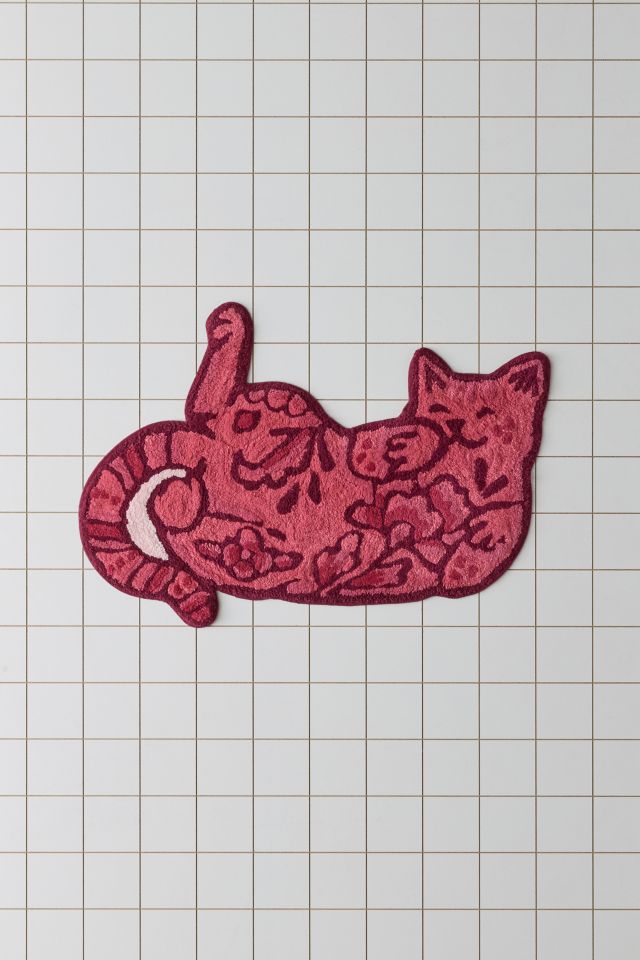 Delft Cat Shaped Tufted Bath Mat #1