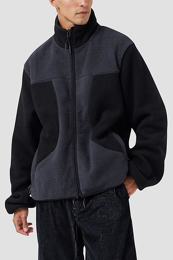 Shop Barney Cools Full Zip Polar Fleece Jacket In Black/slate, Men's At Urban Outfitters