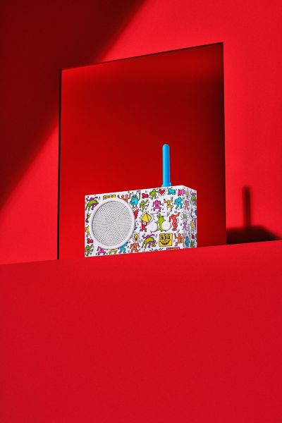 Shop Keith Haring Lexon X  Tykho 3 Fm Radio & Bluetooth Speaker In Happy White At Urban Outfitters