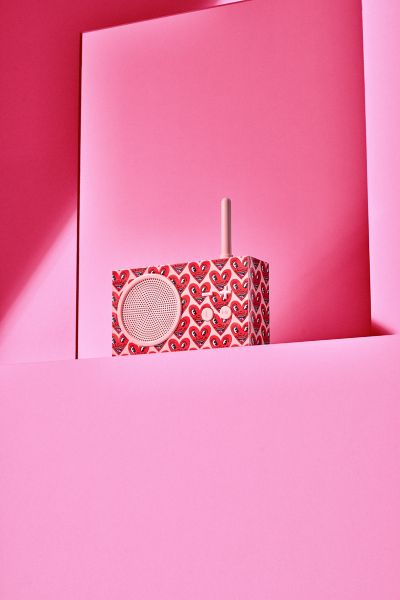 Shop Keith Haring Lexon X  Tykho 3 Fm Radio & Bluetooth Speaker In Heart Pink At Urban Outfitters