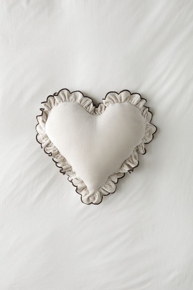 Ruffle Heart Velvet Throw Pillow #1
