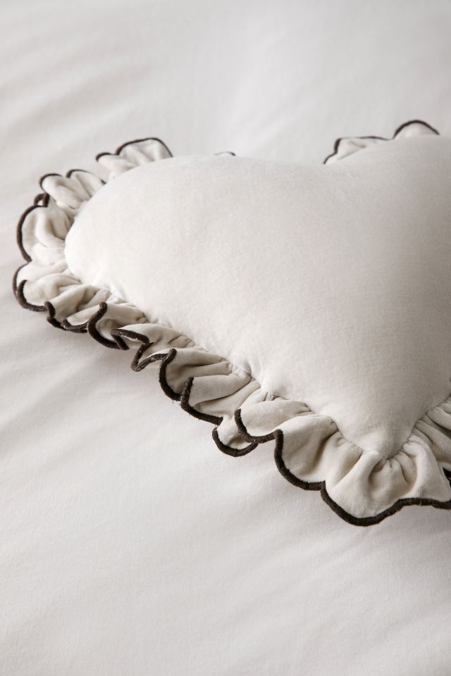 Ruffle Heart Velvet Throw Pillow #2