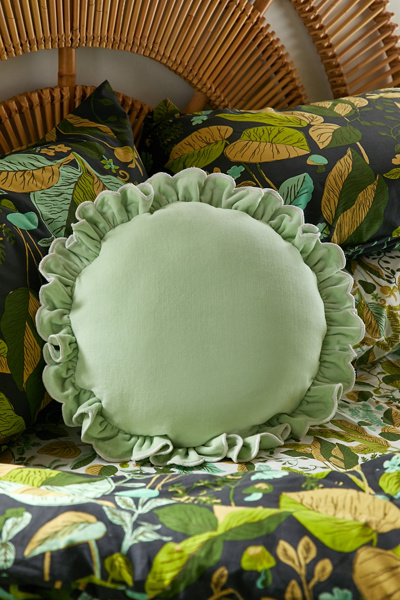 Ruffle Round Velvet Throw Pillow | Urban Outfitters