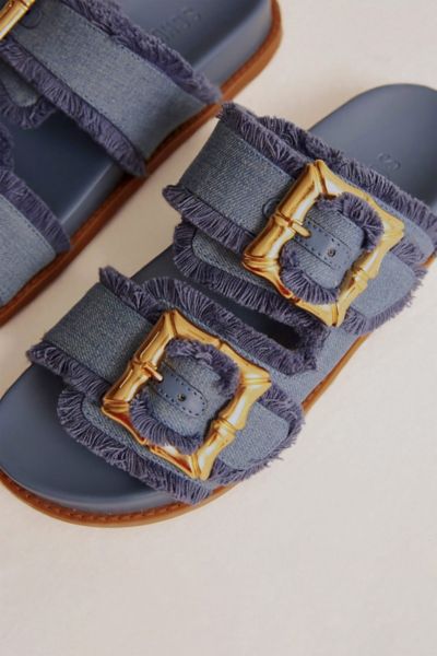 Shop Schutz Enola Sporty Frayed Sandals In Azul/summer Jeans, Women's At Urban Outfitters