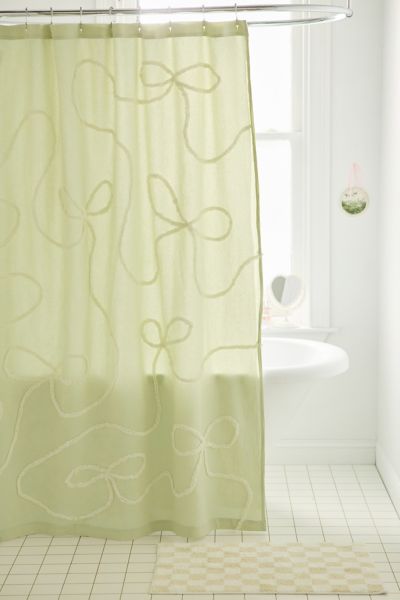 Urban Outfitters Wild Bows Tufted Shower Curtain In Sage At  In Sage