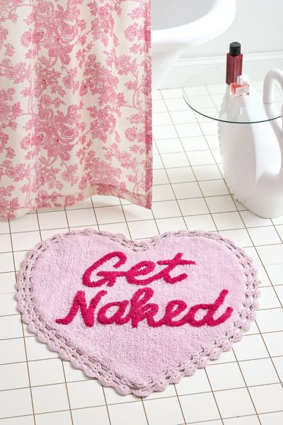 Shop Urban Outfitters Get Naked Heart Crochet Bath Mat In Pink At
