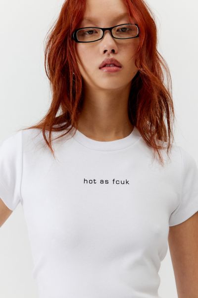 Shop French Connection Hot As Fcuk Baby Tee In White, Women's At Urban Outfitters