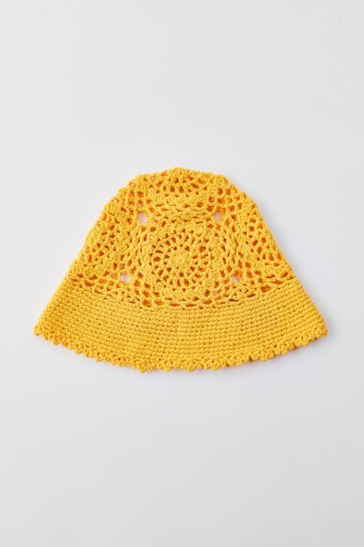 Urban Outfitters Lia Hand-crochet Bucket Hat In Gold, Women's At  In Yellow