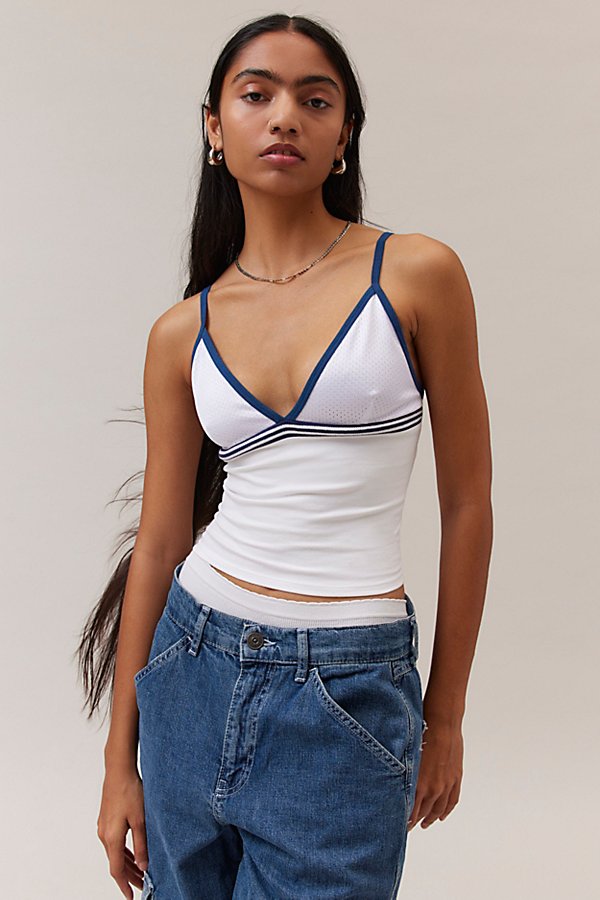 Bdg Melanie Mesh Cropped Cami In White At Urban Outfitters