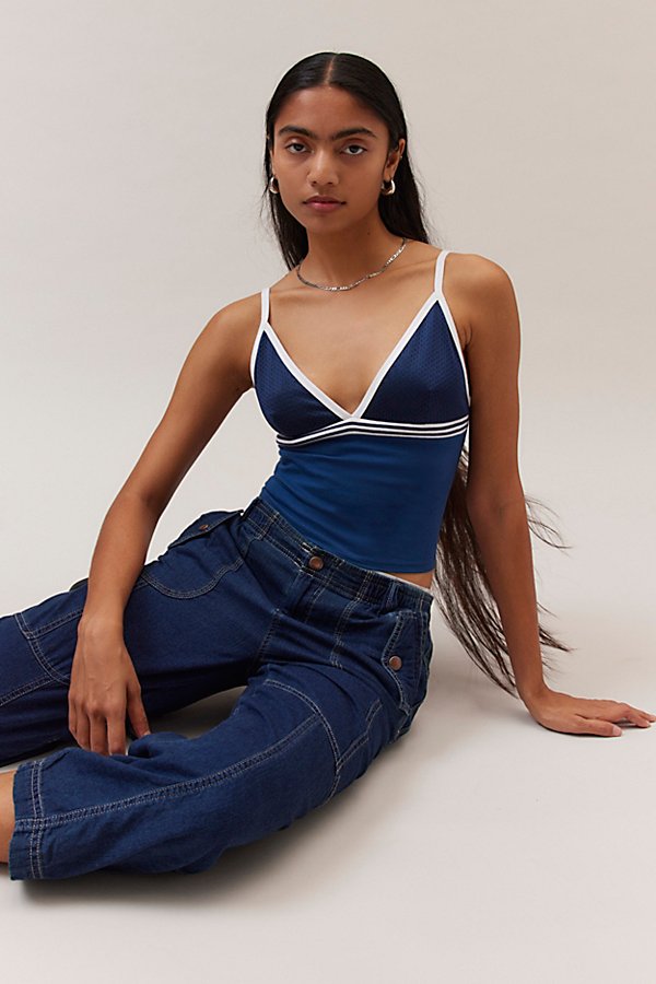 Bdg Melanie Mesh Cropped Cami In Navy At Urban Outfitters In Blue