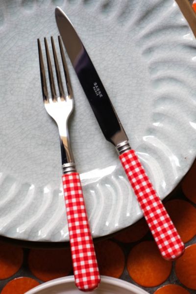 Sabre 4 Piece Gingham Flatware Set In Vichy Red At Urban Outfitters