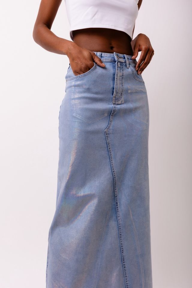 Amy Lynn Mimi Metallic Denim Maxi Skirt #3