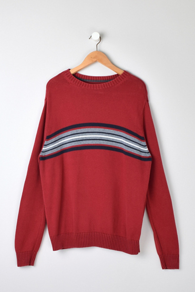 Red/Grey Striped Pullover