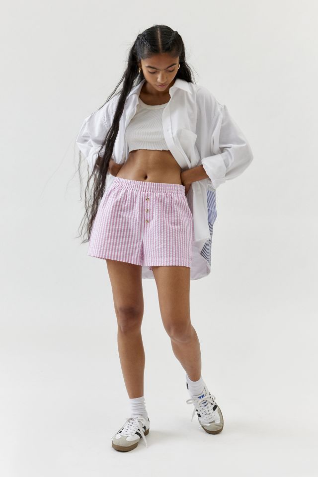 Urban Renewal Remnants Made In LA Seersucker Button Front Boxer Short #1