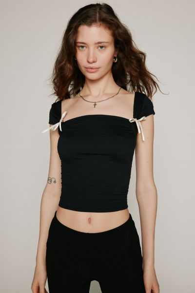 Kimchi Blue Brigitte Smocked Cropped Top Urban Outfitters