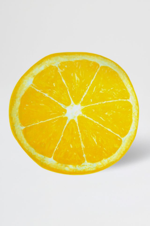 Lemon Slice Round Fleece Throw Blanket in Yellow and White