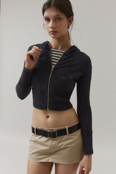 BDG Hailey Zip-Up Cropped Hoodie Sweatshirt | Urban Outfitters