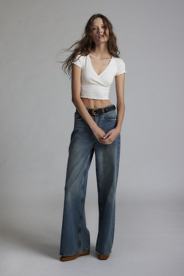 BDG Madi Ribbed Surplice Short Sleeve Tee #1