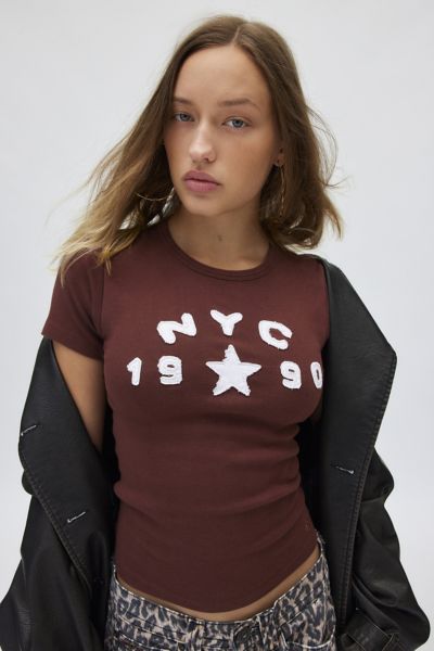 tシャツ NYC1990”ロゴT-shirt レディース Cheska Embellished Logo Tee (2-6) | GUESS Factory
