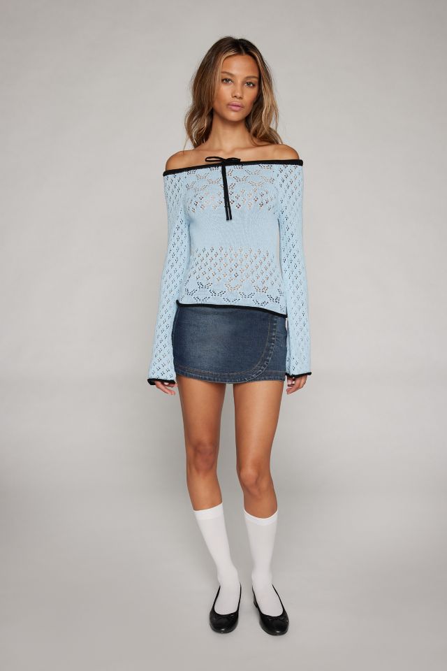 Kimchi Blue Sara Off-The-Shoulder Pointelle Sweater #1